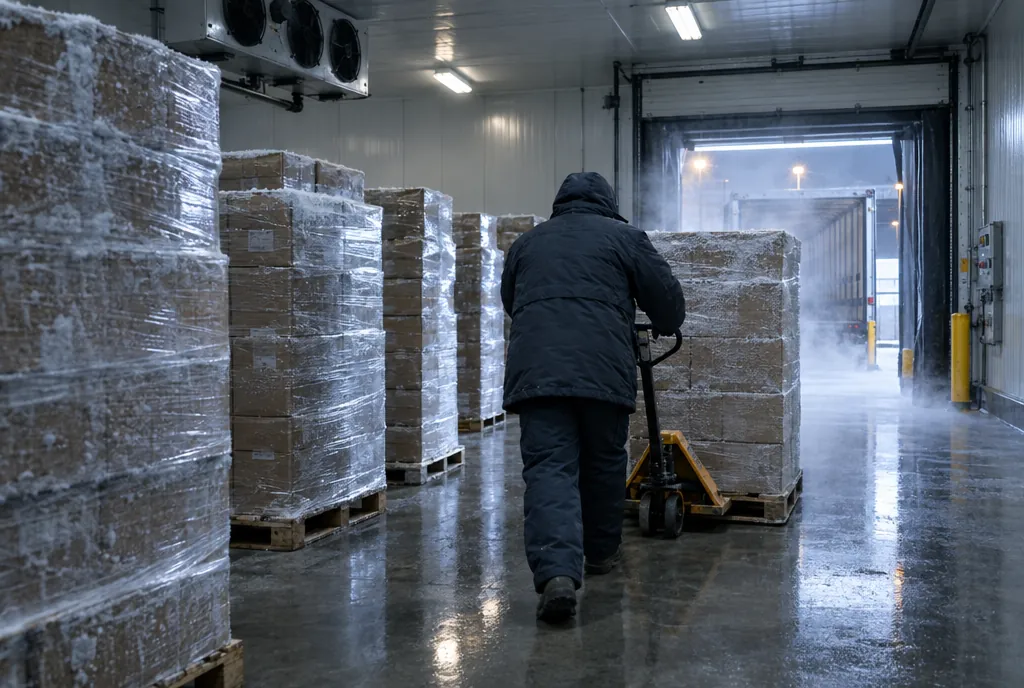 Pallets de carga refrigerada en bodega